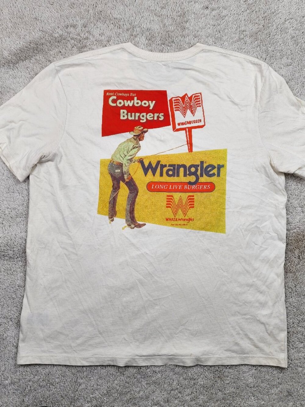 Wrangler x Whataburger Men's Cowboy Graphic T-Shirt Mens Size XL White Burgers